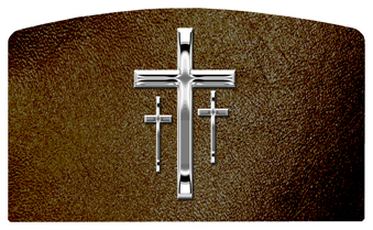 DACRO 517 SL SH BR Silver 3 Crosses Shimmer Brown Background